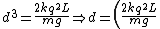 d^3 = \frac{2kq^2L}{mg} \Rightarrow d = \left(\frac{2kq^2L}{mg}\right)^{1/3}
